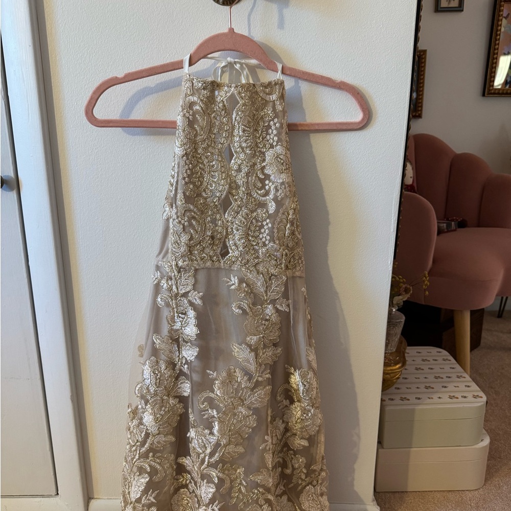 Gold Backless Cocktail Dress
